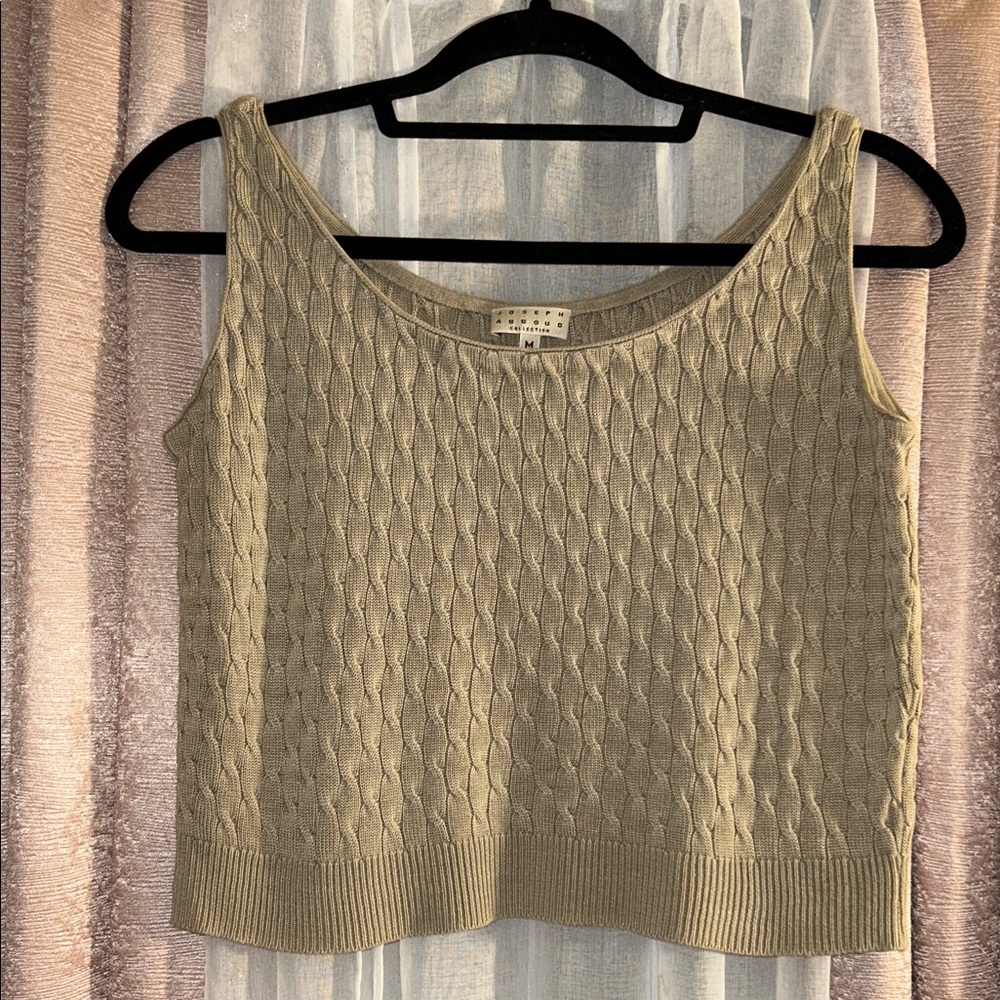 Joseph Abboud Size M Beige Cableknit Crop Tank